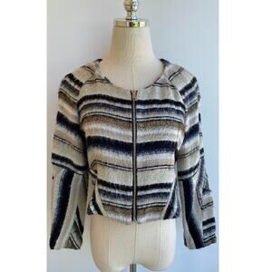 Vena Cava 💥 Stunning 💥 Gryphon cropped sweater jacket Blue Gold Tan White sz 4